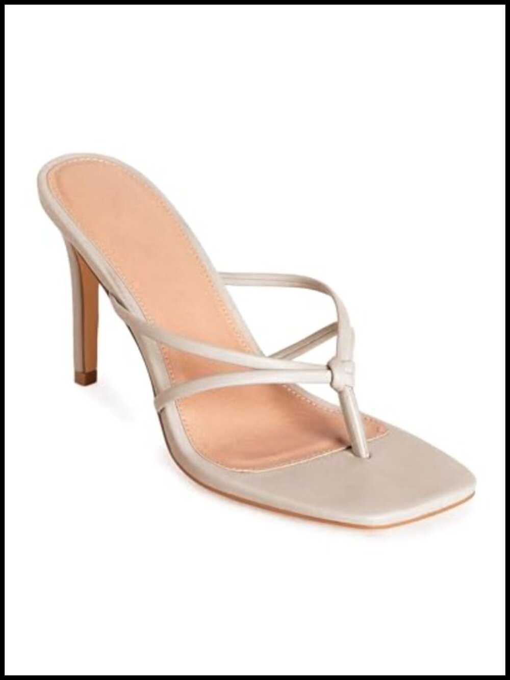 Strappy Square Toe Heeled Sandals Faux Leather Slip On Stiletto